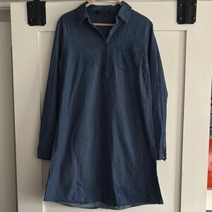 Casual Blue Denim Shirt Dress